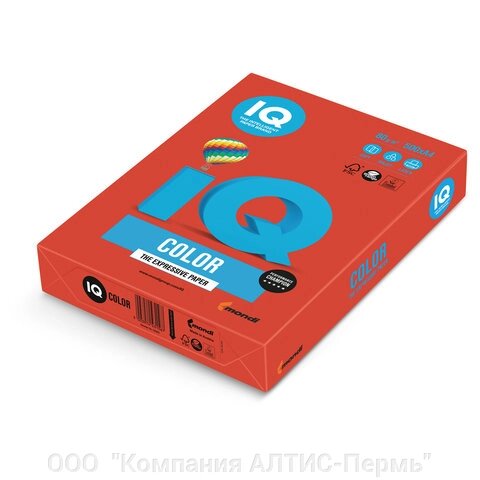 Бумага цветная IQ color, А4, 80 г/м2, 500 л., интенсив, кораллово-красная, CO44 от компании ООО  "Компания АЛТИС-Пермь" - фото 1