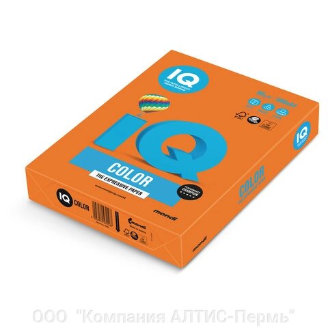 Бумага цветная IQ color, А4, 80 г/м2, 500 л., интенсив, оранжевая, OR43 от компании ООО  "Компания АЛТИС-Пермь" - фото 1