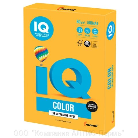 Бумага цветная IQ color, А4, 80 г/м2, 500 л., неон, оранжевая, NEOOR от компании ООО  "Компания АЛТИС-Пермь" - фото 1