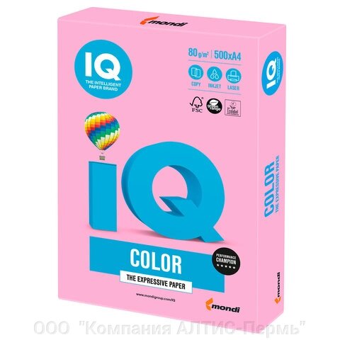 Бумага цветная IQ color, А4, 80 г/м2, 500 л., неон, розовая, NEOPI от компании ООО  "Компания АЛТИС-Пермь" - фото 1