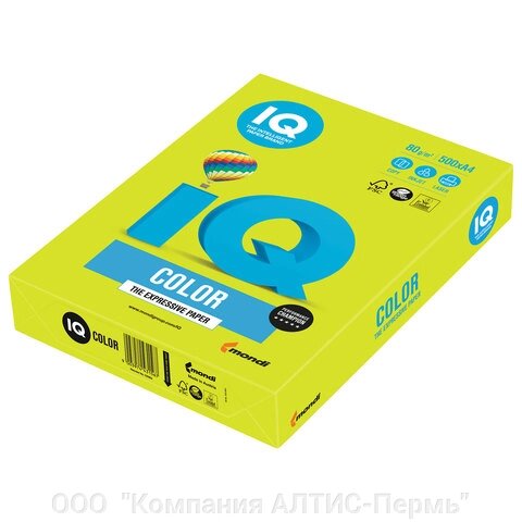 Бумага цветная IQ color, А4, 80 г/м2, 500 л., неон, зеленая, NEOGN от компании ООО  "Компания АЛТИС-Пермь" - фото 1