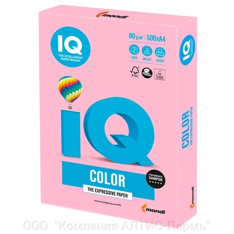 Бумага цветная IQ color, А4, 80 г/м2, 500 л., пастель, розовый фламинго, OPI74 от компании ООО  "Компания АЛТИС-Пермь" - фото 1