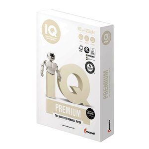 Бумага IQ premium, а4, 160 г/м2, 250 л., класс а, белизна 170%CIE)