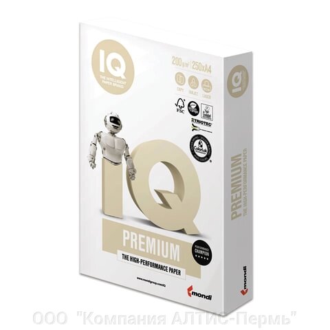 Бумага IQ PREMIUM, А4, 200 г/м2, 250 л., класс А, белизна 170% (CIE) от компании ООО  "Компания АЛТИС-Пермь" - фото 1