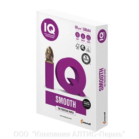 Бумага IQ SMOOTH, А4, 90 г/м2, 500 л., класс А+, белизна 170% (CIE) от компании ООО  "Компания АЛТИС-Пермь" - фото 1