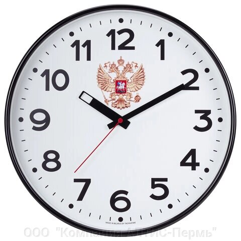 Часы настенные TROYKATIME (TROYKA) 77770732, круг, белые, черная рамка, 30,5х30,5х4 см от компании ООО  "Компания АЛТИС-Пермь" - фото 1