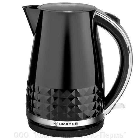 Чайник BRAYER BR1009, 1,7 л, 2200 Вт, закрытый нагревательный элемент, пластик, черный от компании ООО  "Компания АЛТИС-Пермь" - фото 1