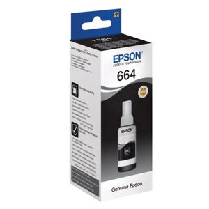 Чернила EPSON 664 (T6641) для снпч epson L100/L110/L200/L210/L300/L456/L550, черные, оригинальные