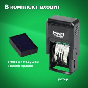 Датер-мини месяц цифрами, для банка, оттиск 20х3,8 мм, синий, TRODAT 4810 BANK, корпус черный