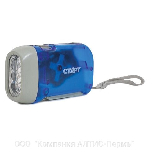 Динамо-фонарь аккумуляторный СТАРТ 3хLED, заряд от движения рычагом, LDE 701-B1