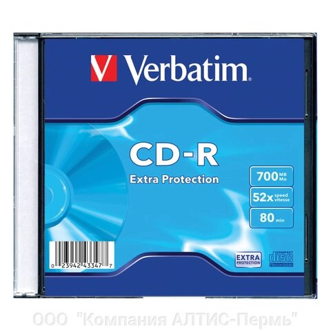 Диск CD-R VERBATIM, 700 Mb, 52х, Slim Case (1 штука) от компании ООО  "Компания АЛТИС-Пермь" - фото 1