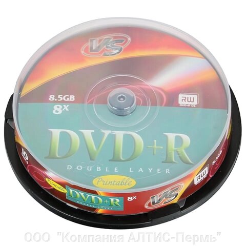 Диски DVD+R VS 8,5 Gb 8x, КОМПЛЕКТ 10 шт., Cake Box, двухслойный, VSDVDPRDLCB1002 от компании ООО  "Компания АЛТИС-Пермь" - фото 1
