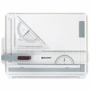 Доска чертежная А4, 370х295 мм, с рейсшиной и треугольником, BRAUBERG, 210535