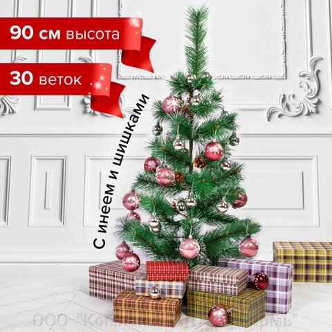 Ель новогодняя искусственная Velvet Pinewood 90 см, с инеем и шишками, ПВХ, ЗОЛОТАЯ СКАЗКА, 591701 от компании ООО  "Компания АЛТИС-Пермь" - фото 1