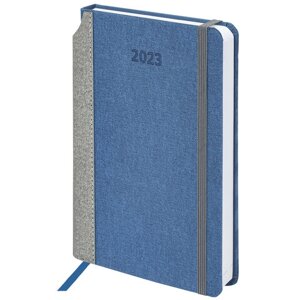 Ежедневник датированный 2023 А5 138x213 мм BRAUBERG Mosaic, под кожу, синий, 114080