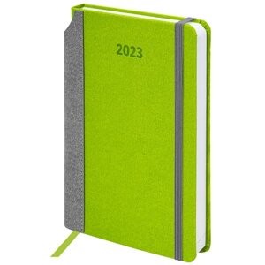 Ежедневник датированный 2023 А5 138x213 мм BRAUBERG Mosaic, под кожу, зеленый, 114079