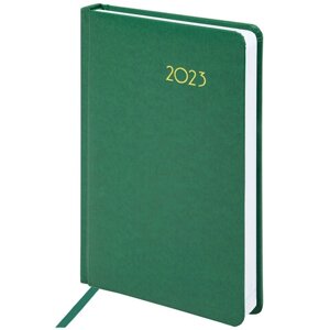 Ежедневник датированный 2023 А5 138x213 мм BRAUBERG Select, балакрон, зеленый, 114057