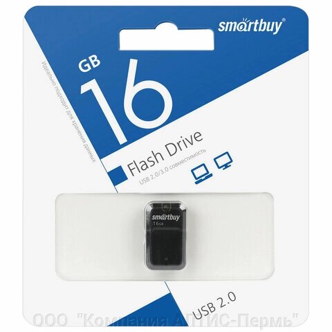 Флеш-диск 16 GB, SMARTBUY Art, USB 2.0, черный, SB16GBAK от компании ООО  "Компания АЛТИС-Пермь" - фото 1