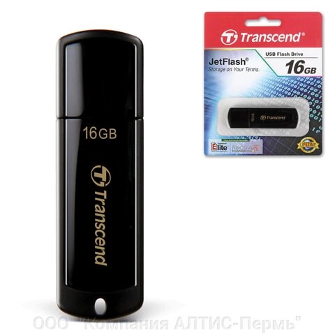 Флеш-диск 16 GB, TRANSCEND Jet Flash 350, USB 2.0, черный, TS16GJF350 от компании ООО  "Компания АЛТИС-Пермь" - фото 1