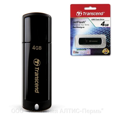 Флеш-диск 4 GB, TRANSCEND Jet Flash 350, USB 2.0, черный, TS4GJF350 от компании ООО  "Компания АЛТИС-Пермь" - фото 1