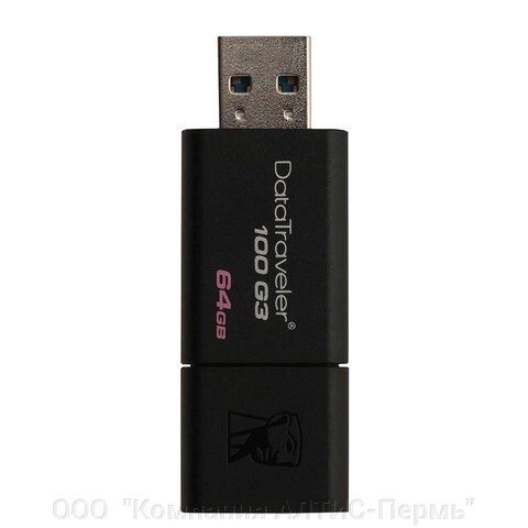 Флеш-диск 64 GB, KINGSTON DataTraveler 100 G3, USB 3.0, черный, DT100G3/64GB от компании ООО  "Компания АЛТИС-Пермь" - фото 1