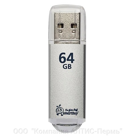 Флеш-диск 64 GB, SMARTBUY V-Cut, USB 2.0, металлический корпус, серебристый, SB64GBVC-S от компании ООО  "Компания АЛТИС-Пермь" - фото 1