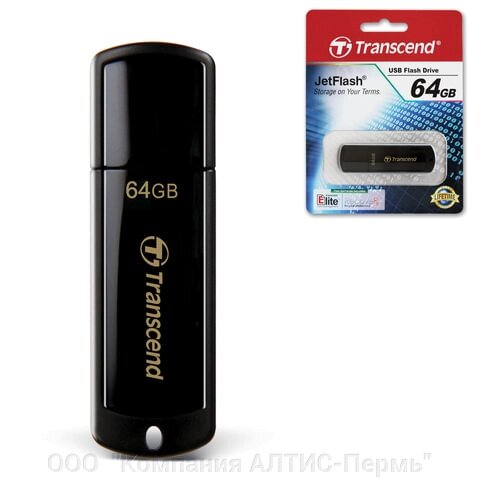 Флеш-диск 64 GB, TRANSCEND Jet Flash 350, USB 2.0, черный, TS64GJF350 от компании ООО  "Компания АЛТИС-Пермь" - фото 1