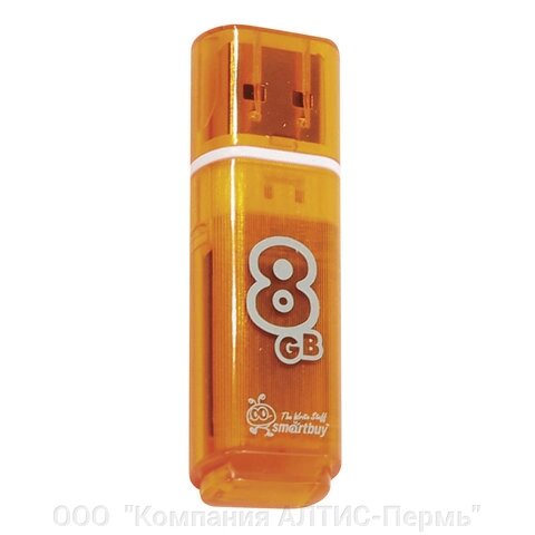 Флеш-диск 8 GB, SMARTBUY Glossy, USB 2.0, оранжевый, SB8GBGS-Or от компании ООО  "Компания АЛТИС-Пермь" - фото 1