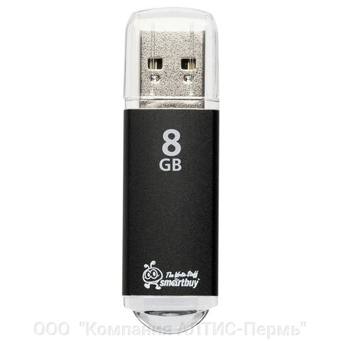 Флеш-диск 8 GB, SMARTBUY V-Cut, USB 2.0, металлический корпус, черный, SB8GBVC-K от компании ООО  "Компания АЛТИС-Пермь" - фото 1