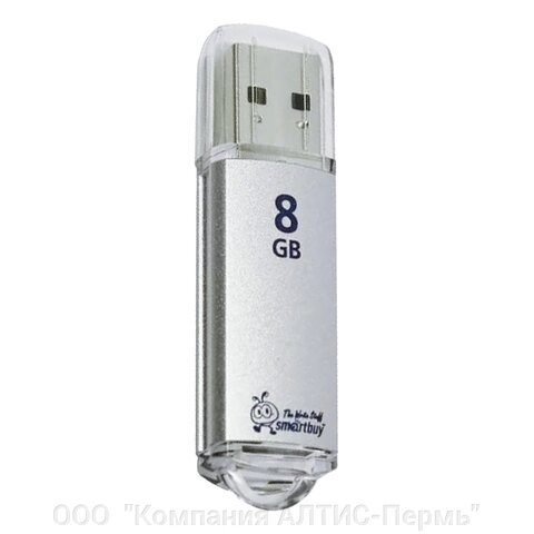 Флеш-диск 8 GB, SMARTBUY V-Cut, USB 2.0, металлический корпус, серебристый, SB8GBVC-S от компании ООО  "Компания АЛТИС-Пермь" - фото 1