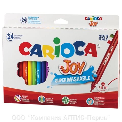 Фломастеры CARIOCA Joy, 24 цвета, суперсмываемые, вентилируемый колпачок, картонная коробка, 40615 от компании ООО  "Компания АЛТИС-Пермь" - фото 1