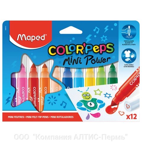 Фломастеры MAPED Color'Peps Jumbo Mini 12 цветов, суперсмываемые, штампы, европодвес, 846612 от компании ООО  "Компания АЛТИС-Пермь" - фото 1