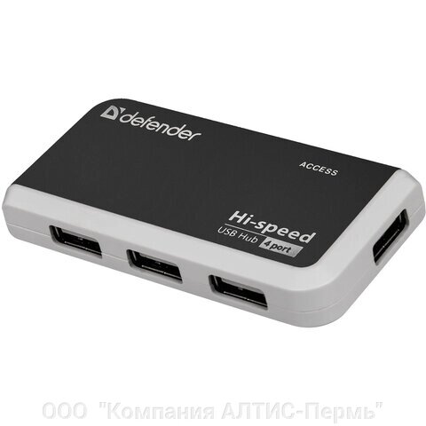 Хаб DEFENDER QUADRO INFIX, USB 2.0, 4 порта, порт для питания, 83504 от компании ООО  "Компания АЛТИС-Пермь" - фото 1