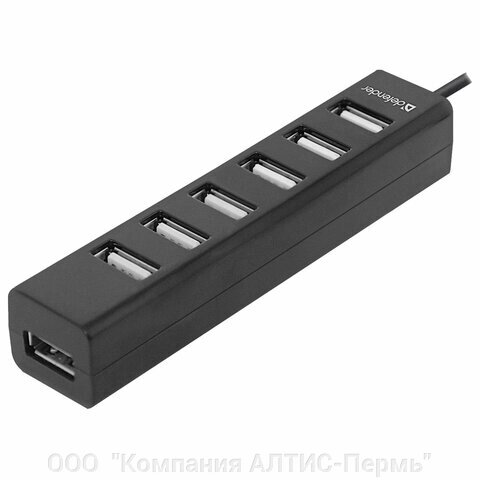 Хаб DEFENDER Quadro Swift, USB 2.0, 7 портов, черный, 83203 от компании ООО  "Компания АЛТИС-Пермь" - фото 1