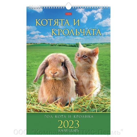 Календарь на гребне с ригелем, 2023 г., 30х45 см, ЛЮКС, Котята и крольчата, HATBER, 12Кнп3гр_27121 от компании ООО  "Компания АЛТИС-Пермь" - фото 1