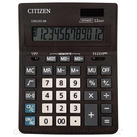 Калькулятор настольный CITIZEN BUSINESS LINE CDB1201BK (205x155 мм), 12 разрядов, двойное питание от компании ООО  "Компания АЛТИС-Пермь" - фото 1