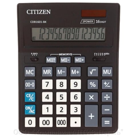 Калькулятор настольный CITIZEN BUSINESS LINE CDB1601BK (205x155 мм), 16 разрядов, двойное питание от компании ООО  "Компания АЛТИС-Пермь" - фото 1