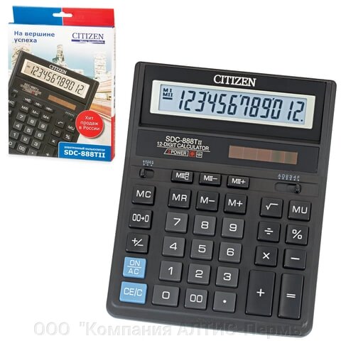 Калькулятор настольный CITIZEN SDC-888TII (203х158 мм), 12 разрядов, двойное питание от компании ООО  "Компания АЛТИС-Пермь" - фото 1
