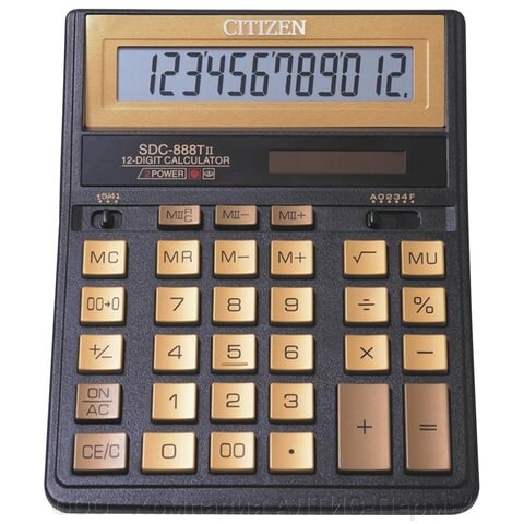 Калькулятор настольный CITIZEN SDC-888TIIGE (203х158 мм), 12 разрядов, двойное питание, ЗОЛОТОЙ от компании ООО  "Компания АЛТИС-Пермь" - фото 1
