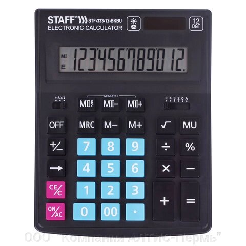 Калькулятор настольный STAFF PLUS STF-333-BKBU ( 200x154 мм) 12 разрядов, ЧЕРНО-СИНИЙ, 250461 от компании ООО  "Компания АЛТИС-Пермь" - фото 1