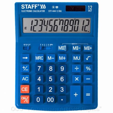 Калькулятор настольный STAFF STF-444-12-BU (199x153 мм), 12 разрядов, двойное питание, СИНИЙ, 250463 от компании ООО  "Компания АЛТИС-Пермь" - фото 1