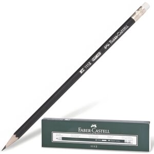 Карандаш чернографитный FABER-CASTELL, 1 шт., 1112, НВ, с ластиком, корпус черный, 111200