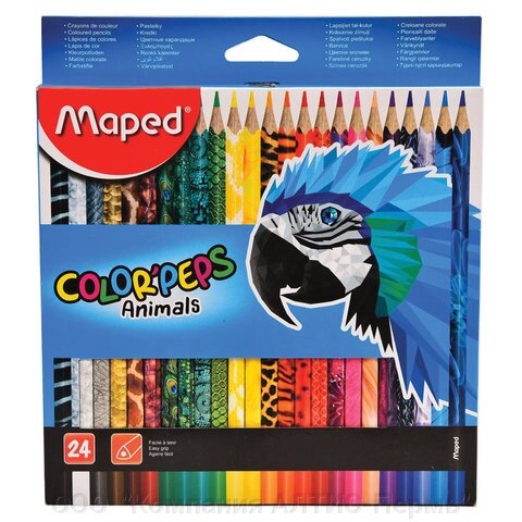 Карандаши цветные MAPED Color'Peps Animals', 24 цвета, трехгранные, заточенные, европодвес, 832224 от компании ООО  "Компания АЛТИС-Пермь" - фото 1