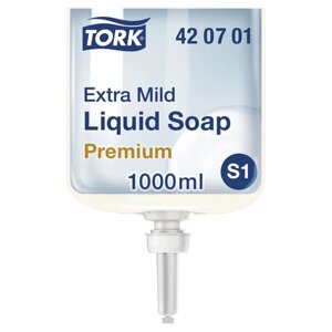 Картридж с жидким мылом одноразовый TORK (Система S1) Premium, 1 л, ультрамягкое, 420701