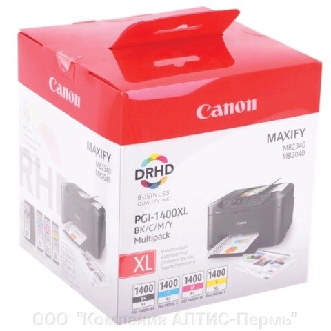 Картридж струйный CANON (PGI-1400XL BK/C/M/Y) МВ2040/МВ2340, КОМПЛЕКТ, оригинальный, 4 цвета, ресурс 1200 страниц от компании ООО  "Компания АЛТИС-Пермь" - фото 1