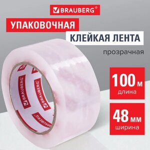 Клейкая лента упаковочная 48 мм х 100 м, прозрачная, толщина 45 микрон, BRAUBERG ORIGINAL, 440174