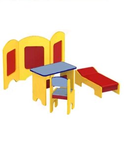 Комплект игровой мебели поликлиника 2 (4 предмета) ширма1700х850, кушетка850х400х270, стол 700х400х580, стул 300х320х600