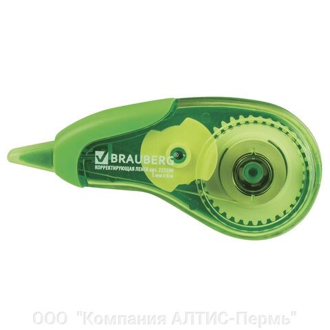 Корректирующая лента BRAUBERG Design One, 5 мм х 6 м, зеленый корпус, в блистере, 225590 от компании ООО  "Компания АЛТИС-Пермь" - фото 1