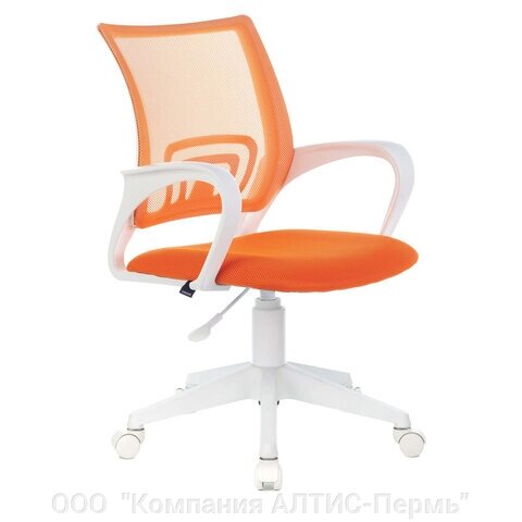 Кресло BRABIX Fly MG-396W, с подлокотниками, пластик белый, сетка, оранжевое, 532401 от компании ООО  "Компания АЛТИС-Пермь" - фото 1