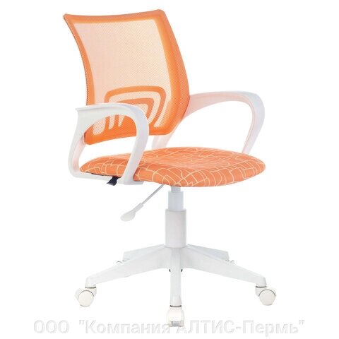 Кресло BRABIX Fly MG-396W, с подлокотниками, пластик белый, сетка, оранжевое с рисунком Giraffe, 532402 от компании ООО  "Компания АЛТИС-Пермь" - фото 1